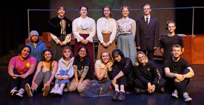 TEAM TRIUMPH: Arroyo Grande High School’s theater company—(top left to right) Carly Gallagher, Olivia McDonald, Quinlin Gallagher, Joy Avant, and Dylan Long; (bottom left to right) Emily Vickrey, Corbin White, Aurian Oliphant, Rio Vogler, Selmah Palomar, Mia Beck, Hannah Hay, Rin Leonard, Conor Reed (kneeling), and Maverick Chaney—is raising money to attend the International Thespian Festival.