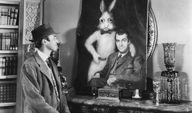 BESTIES: Amiable eccentric Elwood P. Dowd (Jimmy Stewart) runs into trouble thanks to his best friend, an invisible white rabbit, in the 1950 classic, Harvey, screening in the Bay Theater.