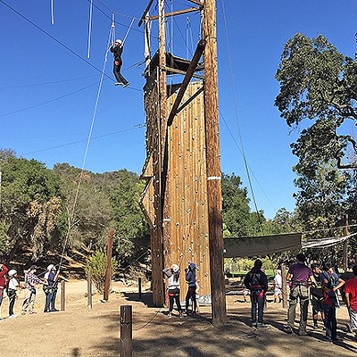 High school students try out ropes course at Camp Whittier
