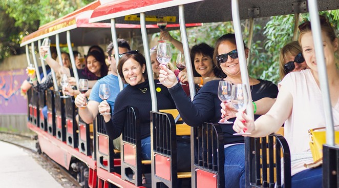 ALL ABOARD: Attendees of Roar and Pour on May 4 get the opportunity to ride the Santa Barbara Zoo’s iconic train with their wine glasses in hand.