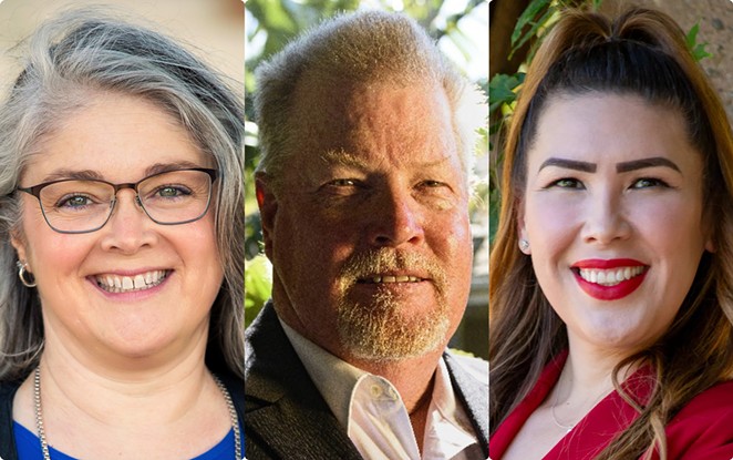 ELECTION TALK: Incumbent Lompoc Mayor Jenelle Osborne (left) faces challengers former City Councilmember Jim Mosby (center) and newcomer Lydia Perez.