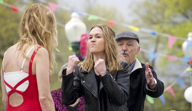 FAMILY FOIBLES: Ann (Heather Graham, left) must contend with her drug addict sister, Clio (Julia Stiles), and her religious zealot father, Alfred (Michael Gross), in Chosen Family, screening as part of the SLO International Film Festival on April 27.